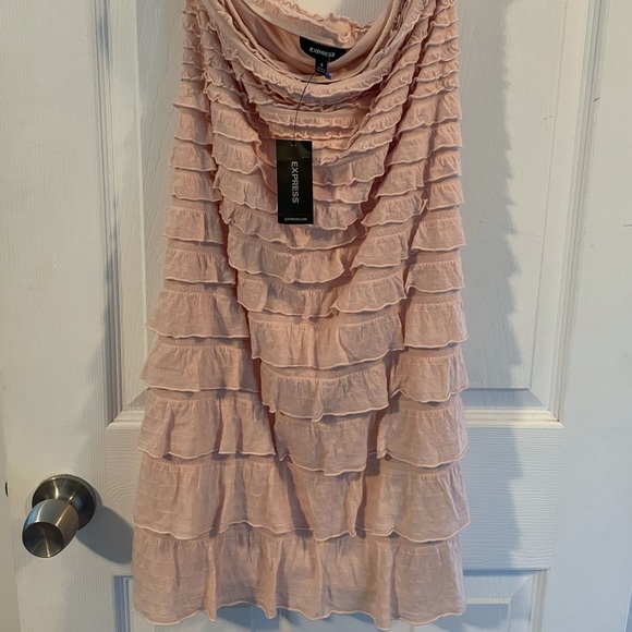 Express Dresses & Skirts - Express NWT strapless blush ruffled dress size Small.